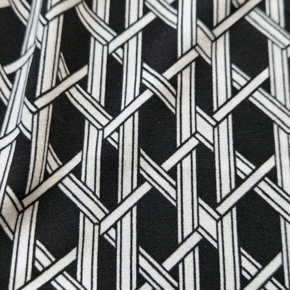 Laundry Shelli Segal Shirt Dress Button Front Silky Black White Geometric Sz 10 - Picture 11 of 13